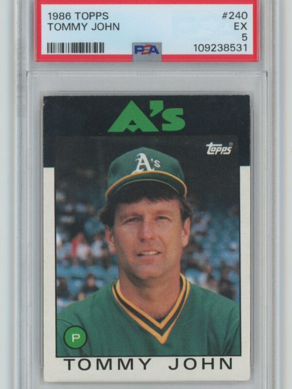 1986 TOPPS TOMMY JOHN PSA 5 OAKLAND ATHLETICS #240