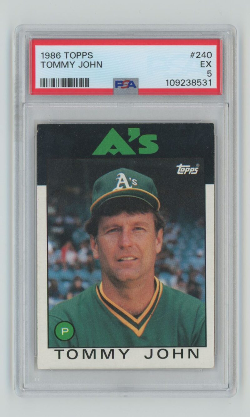 1986 TOPPS TOMMY JOHN PSA 5 OAKLAND ATHLETICS #240