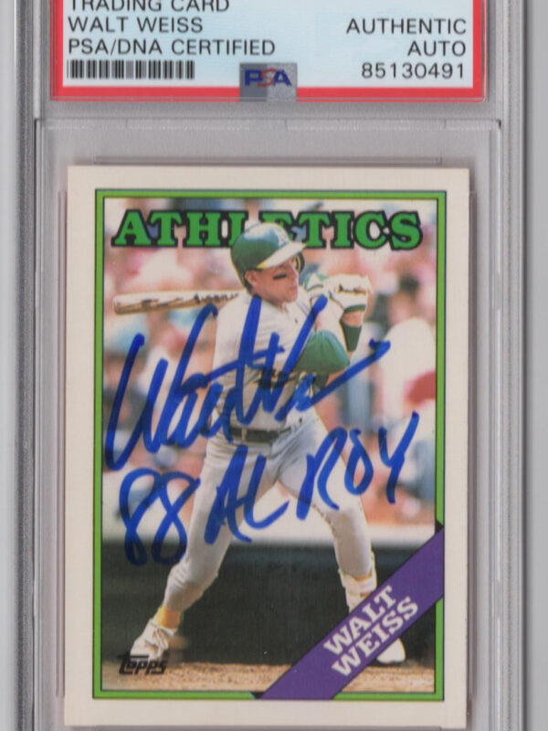1988 TOPPS 3-15 WALT WEISS AUTO PSA OAKLAND ATHLETICS #126T INSCRIBED 88 AL ROY