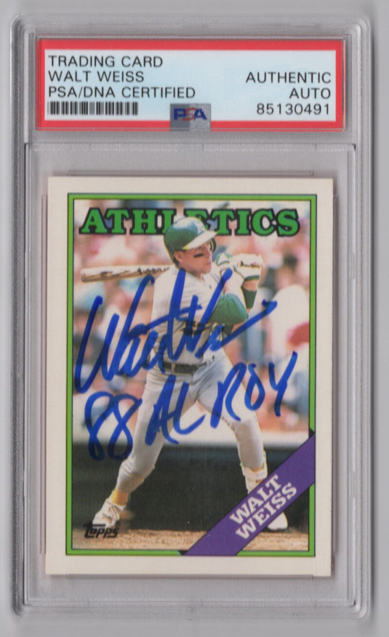 1988 TOPPS 3-15 WALT WEISS AUTO PSA OAKLAND ATHLETICS #126T INSCRIBED 88 AL ROY