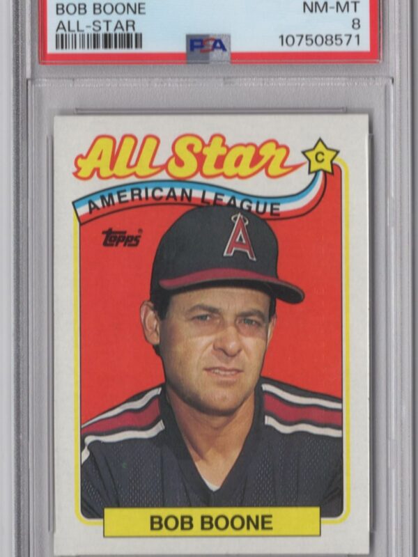 1989 TOPPS BOB BOONE PSA 8 CALIFORNIA ANGELS #404 POP 3 ONLY 9 HIGHER