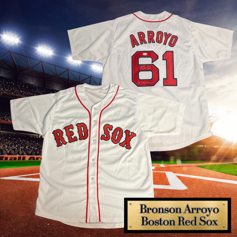Bronson Arroyo Autographed & Inscribed 2004 WS Champs Boston Red Sox Jersey